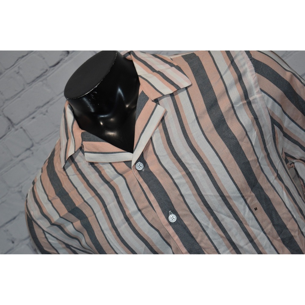 Express Button Down Men Medium Pink Striped Camp … - image 3